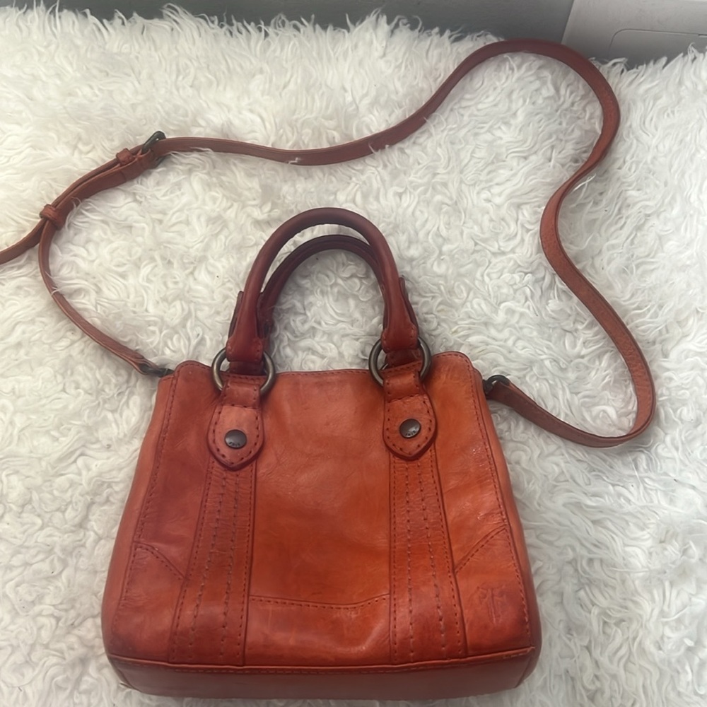 FRYE Melissa Burnt Orange Mini Crossbody Leather Handbag - Picture 5 of 14